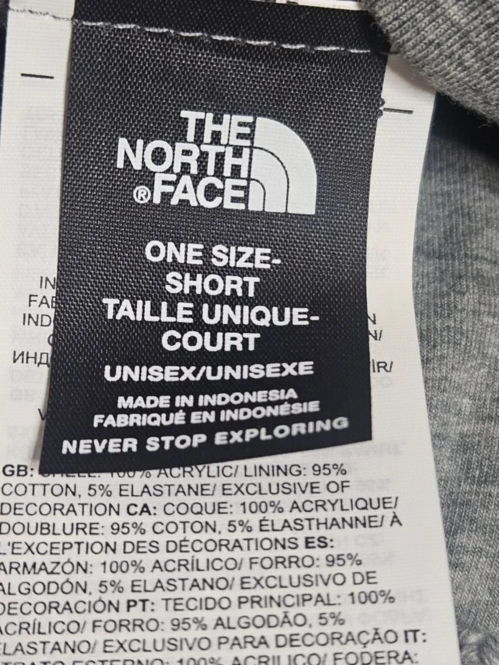 New The North Face Salty Lined Beanie Gray One Size Short Knit Logo Hat Casual
